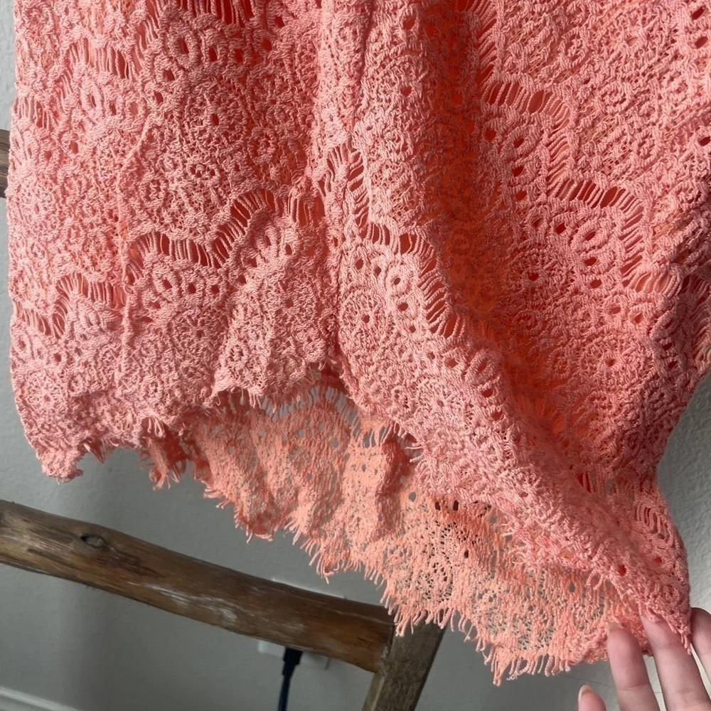 Lace Coral Mini Dress - size small - Picture 6 of 7